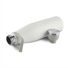 Garrafa Térmica Inox 750ml Parede Dupla Alça Silicone Cinza