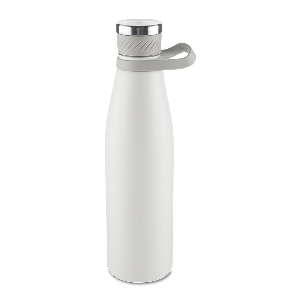 Garrafa Térmica Inox 750ml Parede Dupla Alça Silicone Cinza