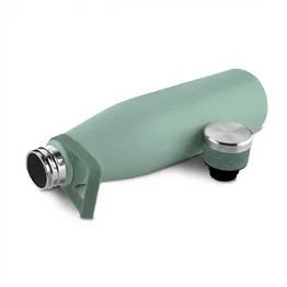 Garrafa Térmica Inox 750ml Parede Dupla Alça Silicone Verde