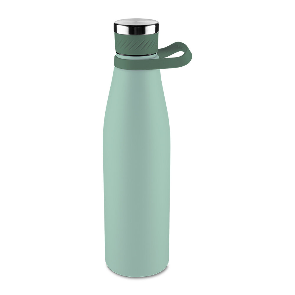 Garrafa Térmica Inox 750ml Parede Dupla Alça Silicone Verde