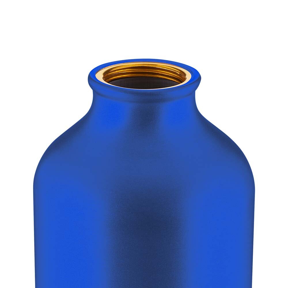 Garrafa Alumínio Reciclado 550ml Tampa Bambu Mosquetão Azul