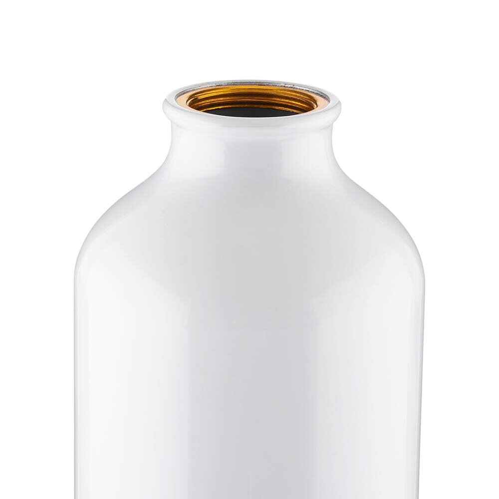 Garrafa Alumínio Reciclado 550ml Tampa Bambu Mosquetão Branca