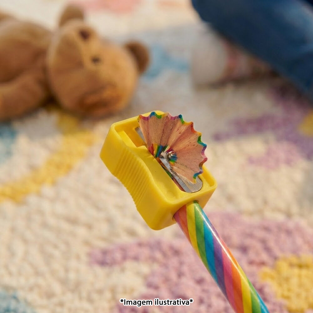 Kit Lápis Arco-Íris Grafite Multicolorido Apontador Maria Clara e JP