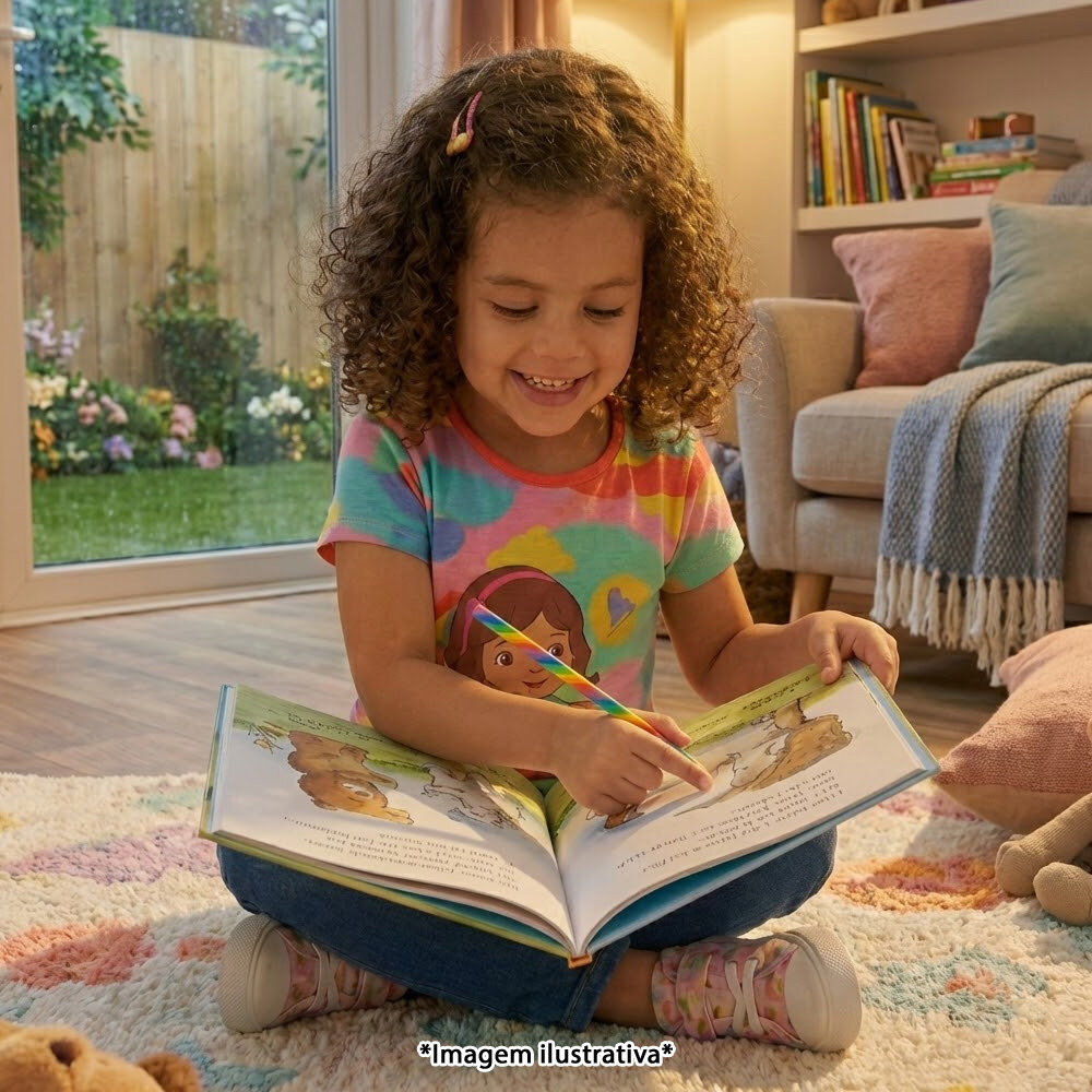 Kit Lápis Arco-Íris Grafite Multicolorido Apontador Maria Clara e JP