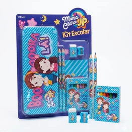 Kit Escolar Infantil Maria Clara e JP Estojo, Canetinhas e Lápis