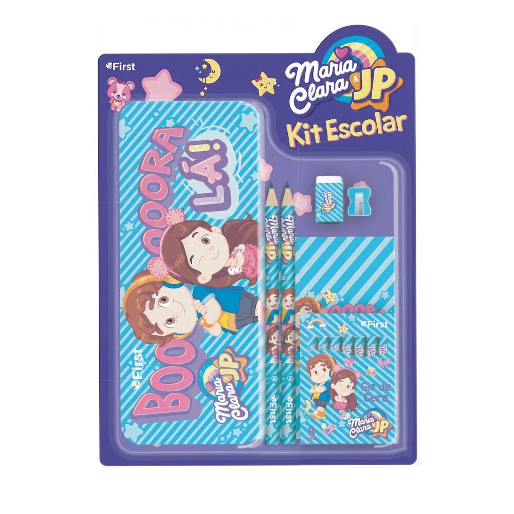 Kit Escolar Infantil Maria Clara e JP Estojo, Canetinhas e Lápis