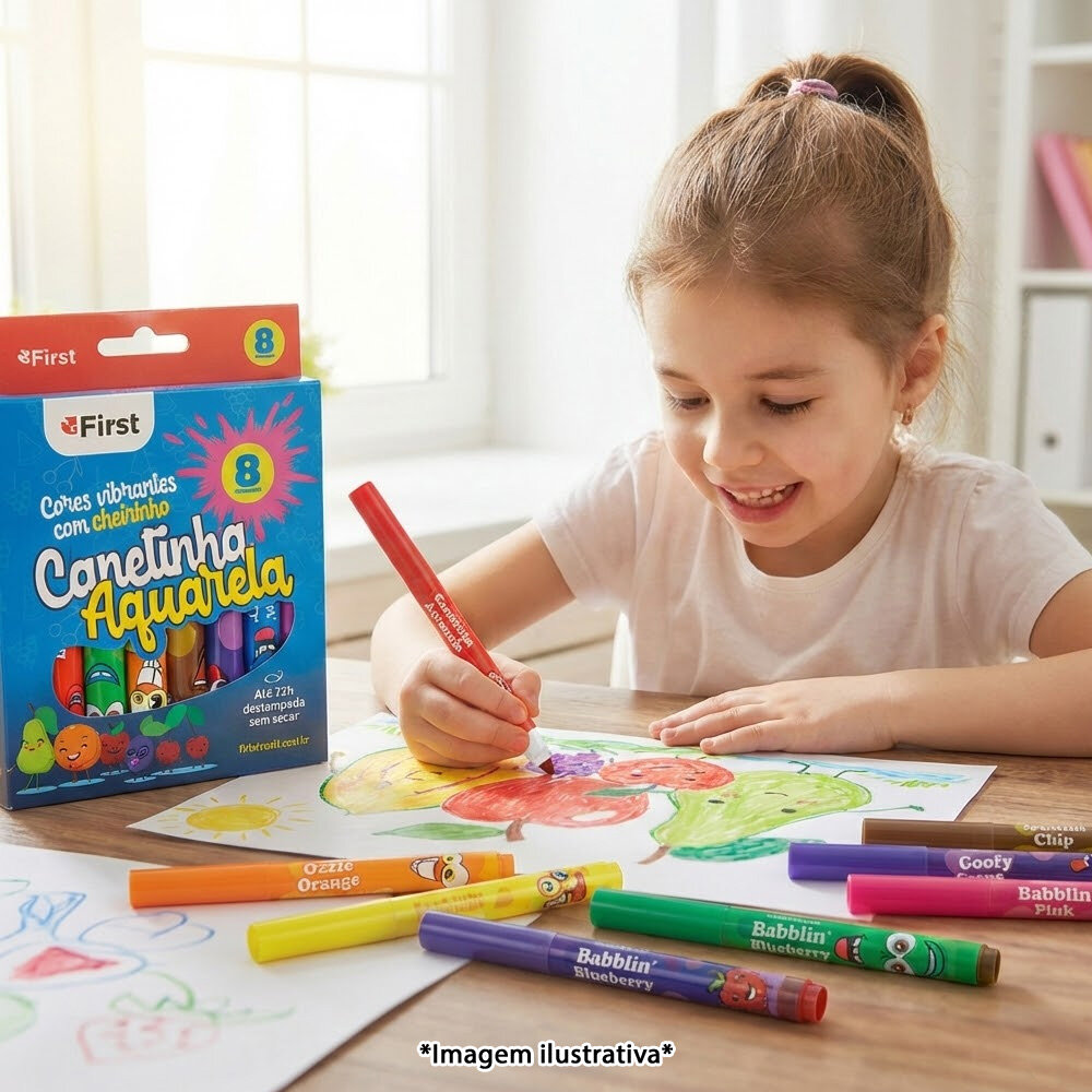 Canetinha com Aroma Colorida Mágica Efeito Degradê 8 Peças