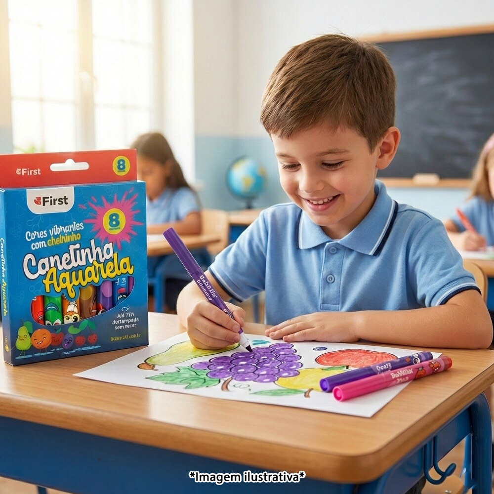 Canetinha com Aroma Colorida Mágica Efeito Degradê 8 Peças