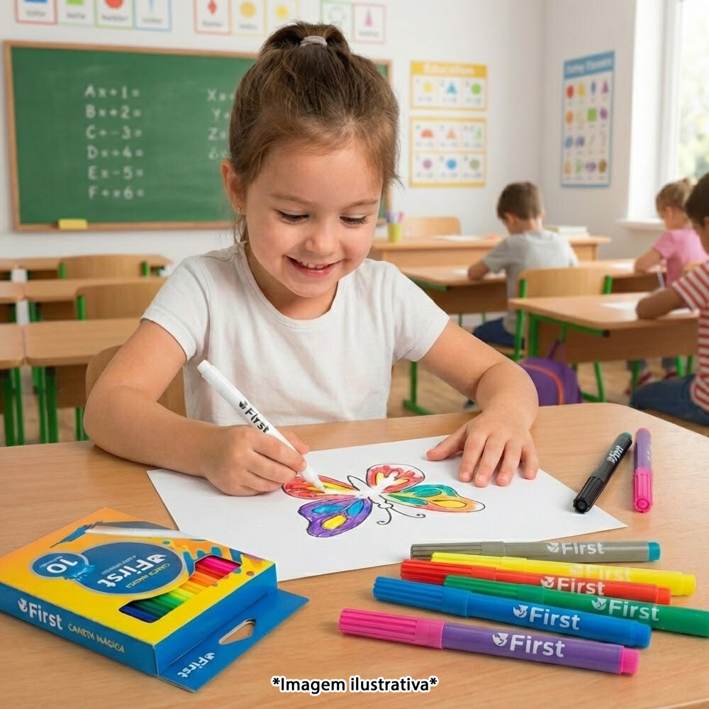 Canetinha Mágica Revela Cores 10 Cores Efeito Surpresa