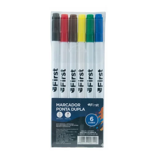 Marcador Brush Ponta Dupla 6 Cores Lettering e Desenho