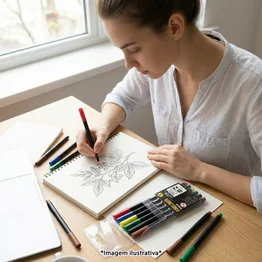 Kit Marcador Fineliner Neon 6 Cores Traço Preciso Destaque