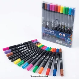 Marcador Brush Ponta Dupla Premium 12 Cores Lettering Profissional