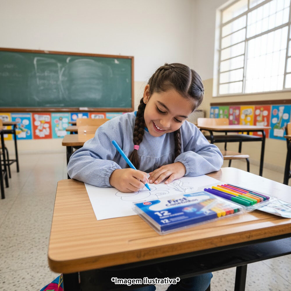 Kit Canetinha Hidrocor 12 Cores Vibrantes Lavável