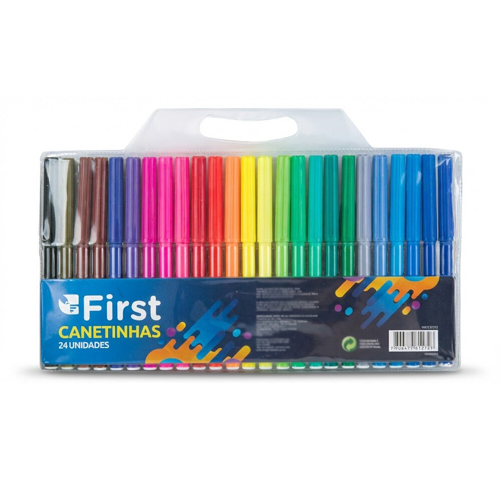 Kit Canetinha Hidrocor 24 Cores Vibrantes Lavável