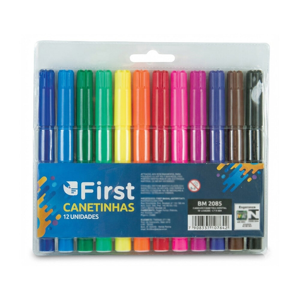 Kit Canetinha Hidrocor Jumbo Big 12 Cores Lavável