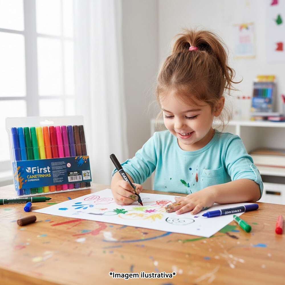 Kit Canetinha Hidrocor Jumbo Big 12 Cores Lavável