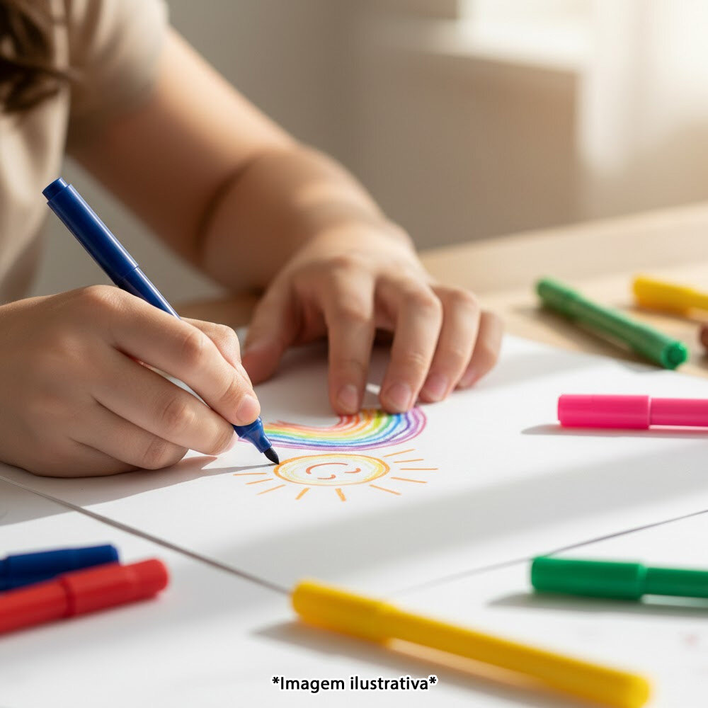 Kit Canetinha Hidrocor Jumbo Big 12 Cores Lavável