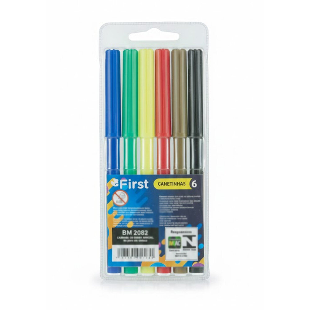 Kit Canetinha Hidrocor Jumbo Big 6 Cores Lavável