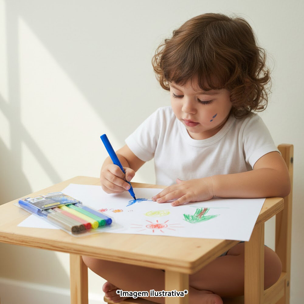 Kit Canetinha Hidrocor Jumbo Big 6 Cores Lavável