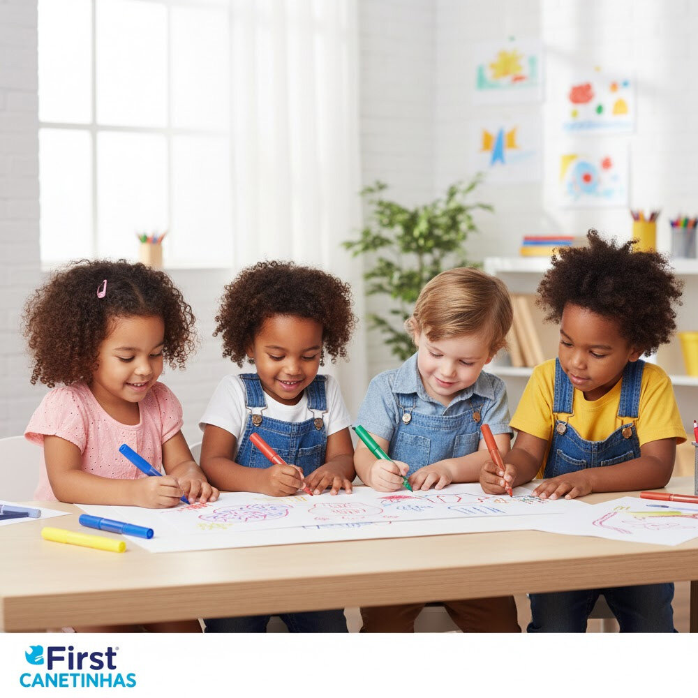 Kit Canetinha Hidrocor Jumbo Big 6 Cores Lavável