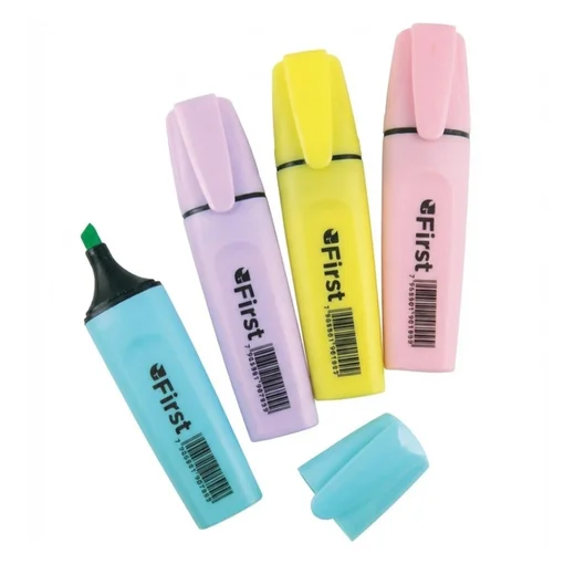 Marca Texto Pastel 4 Cores Ponta Chanfrada 5mm com Estojo