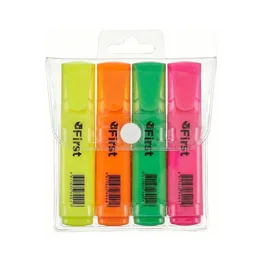 Marca Texto Neon 4 Cores Ponta Chanfrada 5mm com Estojo