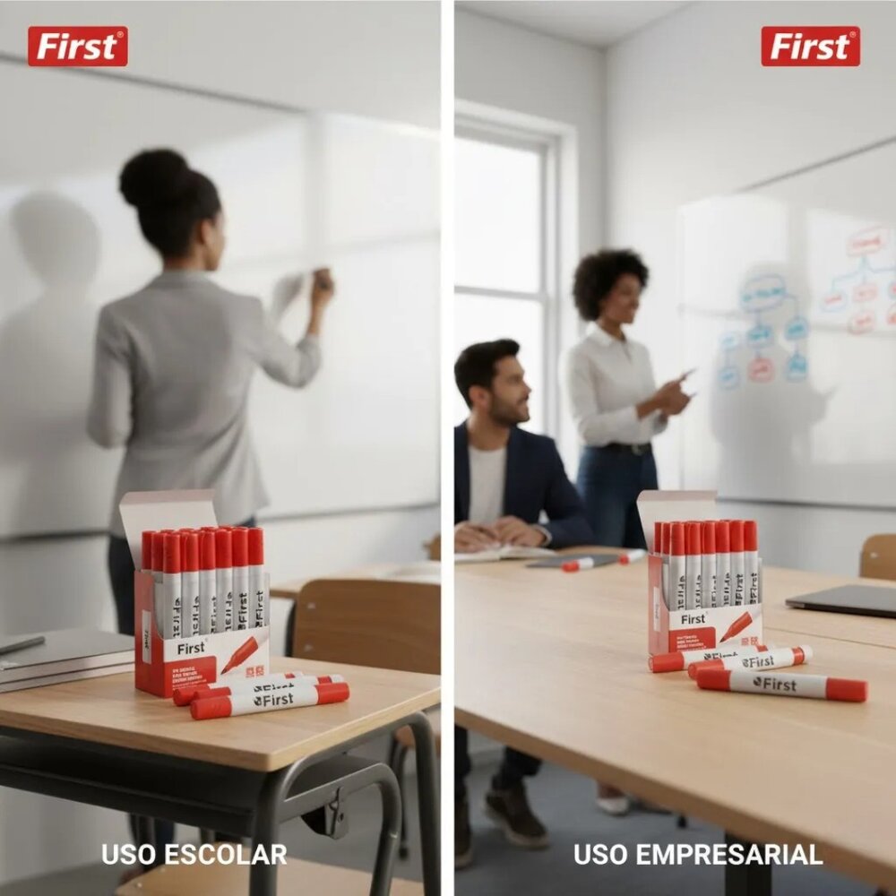 Marcador Quadro Branco Vermelho Caixa com 12 Secagem Rápida