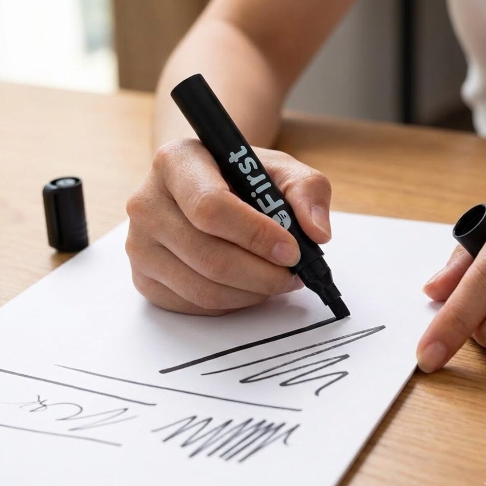 Marcador Permanente Preto Chanfrado Caixa com 10