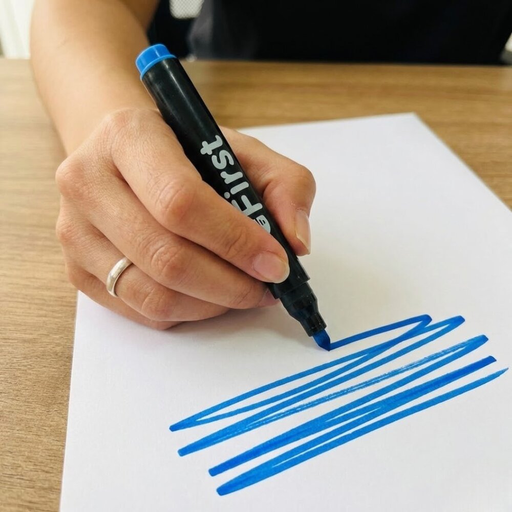 Marcador Permanente Azul Chanfrado Caixa com 10