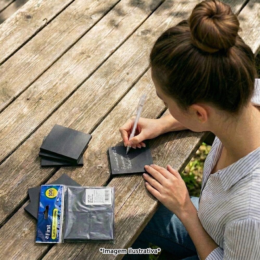 Kit com 4 Blocos de Anotações 100 Folhas Preto 51x38mm