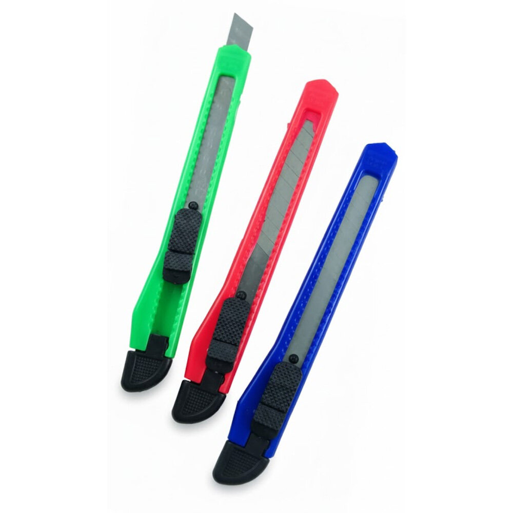 Estilete 9mm Lâmina de Metal Cabo Plástico com Trava Sortido