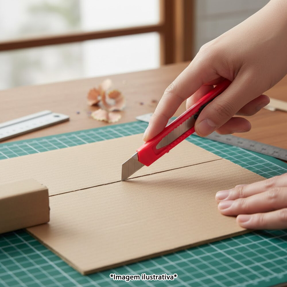 Estilete 9mm Lâmina de Metal Cabo Plástico com Trava Sortido