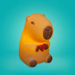 Luminária 3D Capivara Fofa com Coração Bivolt Decoração Criativa