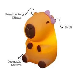 Luminária 3D Capivara Baby Girl Bivolt Decoração Criativa