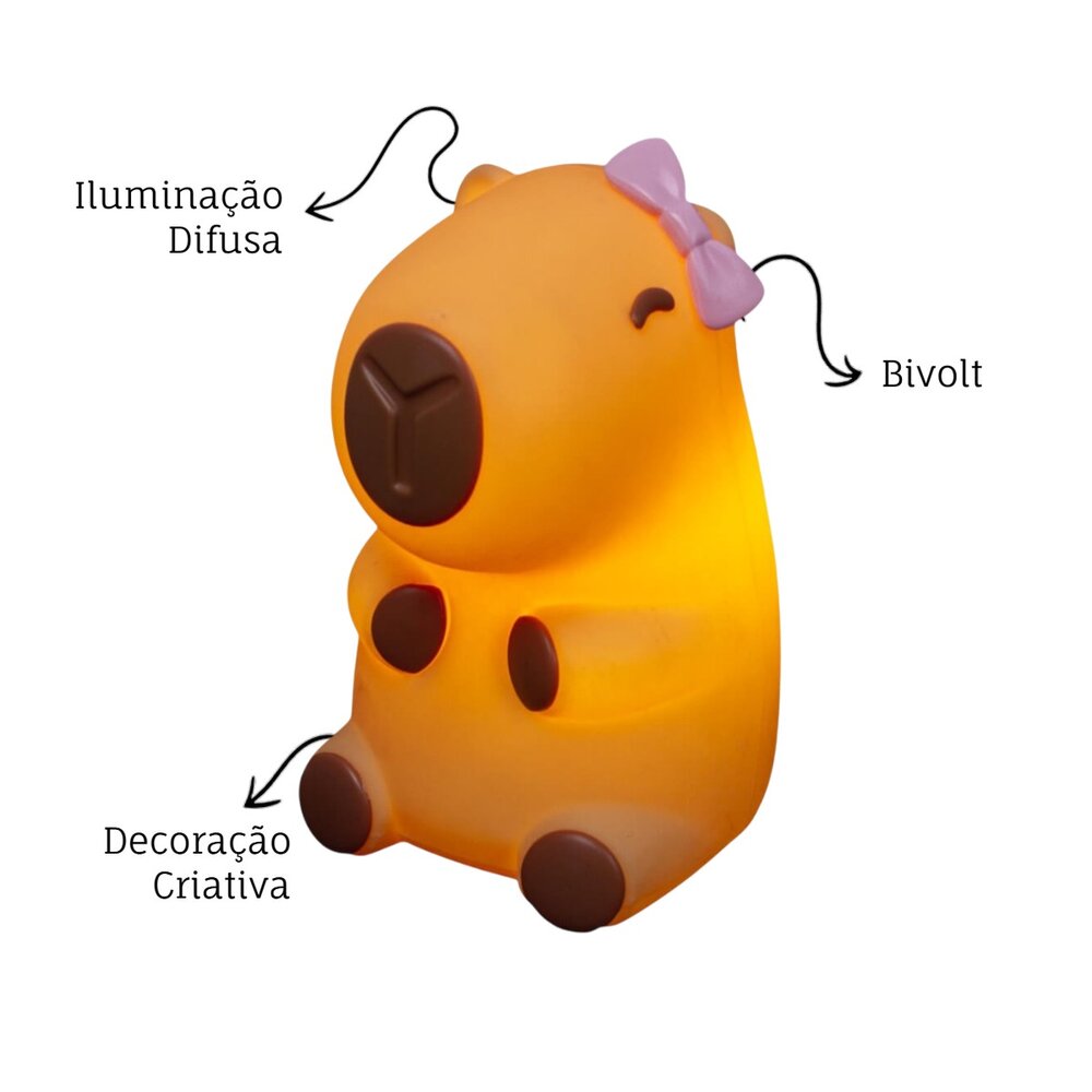 Luminária 3D Capivara Baby Girl Bivolt Decoração Criativa
