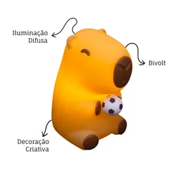 Luminária 3D Capivara Futebolista Baby Bivolt Decoração Criativa