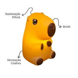Luminária 3D Capivara Kawaii Girl Bivolt Decoração Criativa