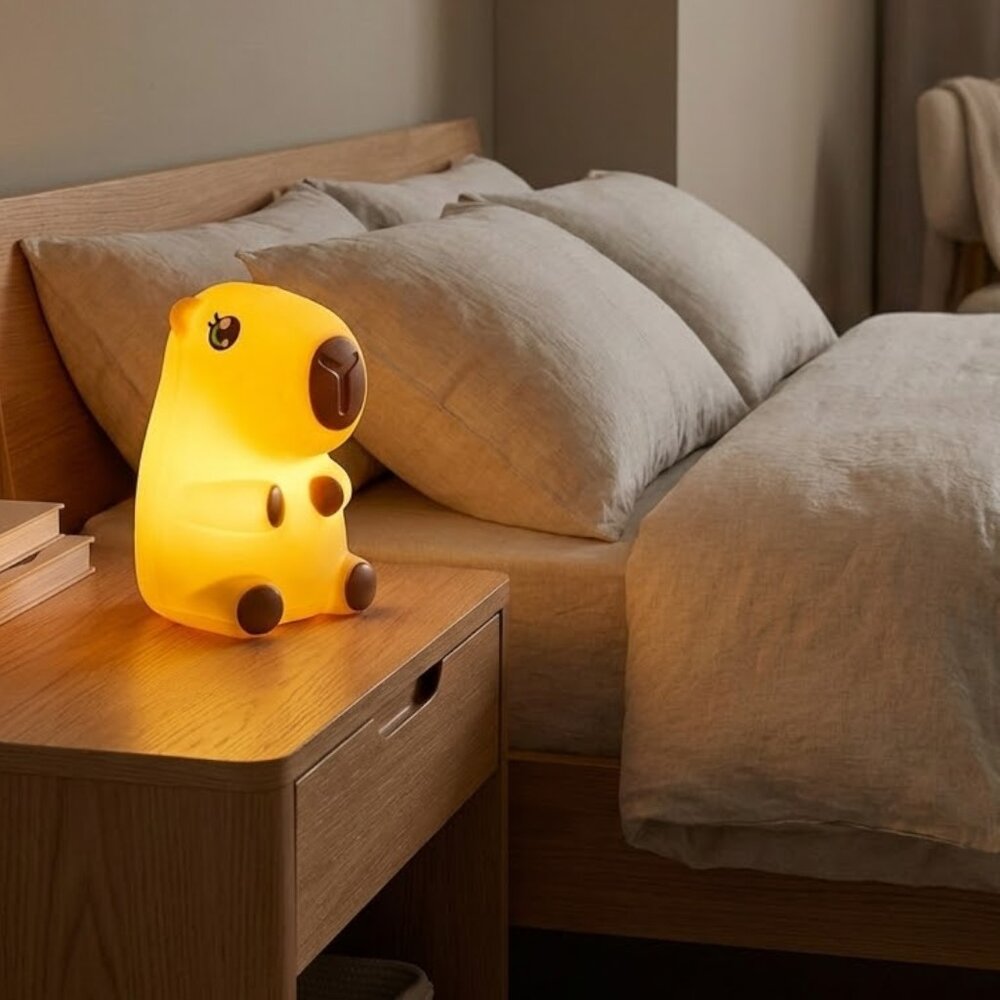 Luminária 3D Capivara Kawaii Girl Bivolt Decoração Criativa