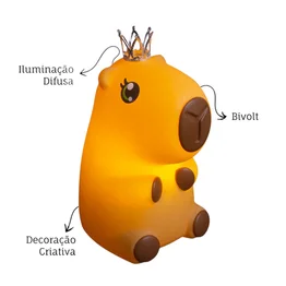 Luminária 3D Capivara Princesa Bivolt Decoração Criativa