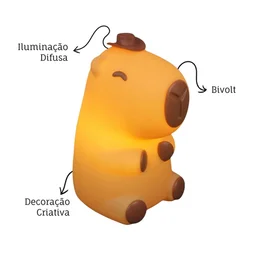 Luminária 3D Capivara Cowboy Bivolt Decoração Criativa