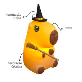 Luminária 3D Capivara Bruxa Bivolt Decoração Criativa