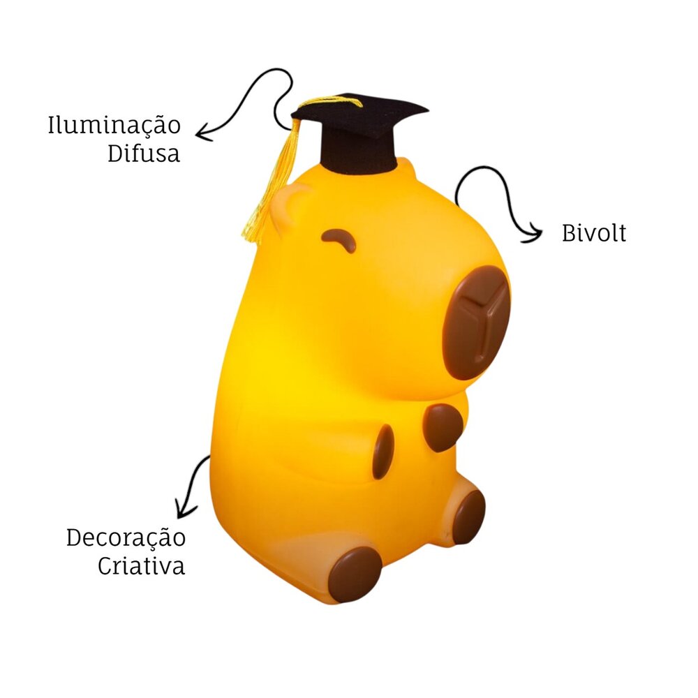 Luminária 3D Capivara Formanda Bivolt Decoração Criativa