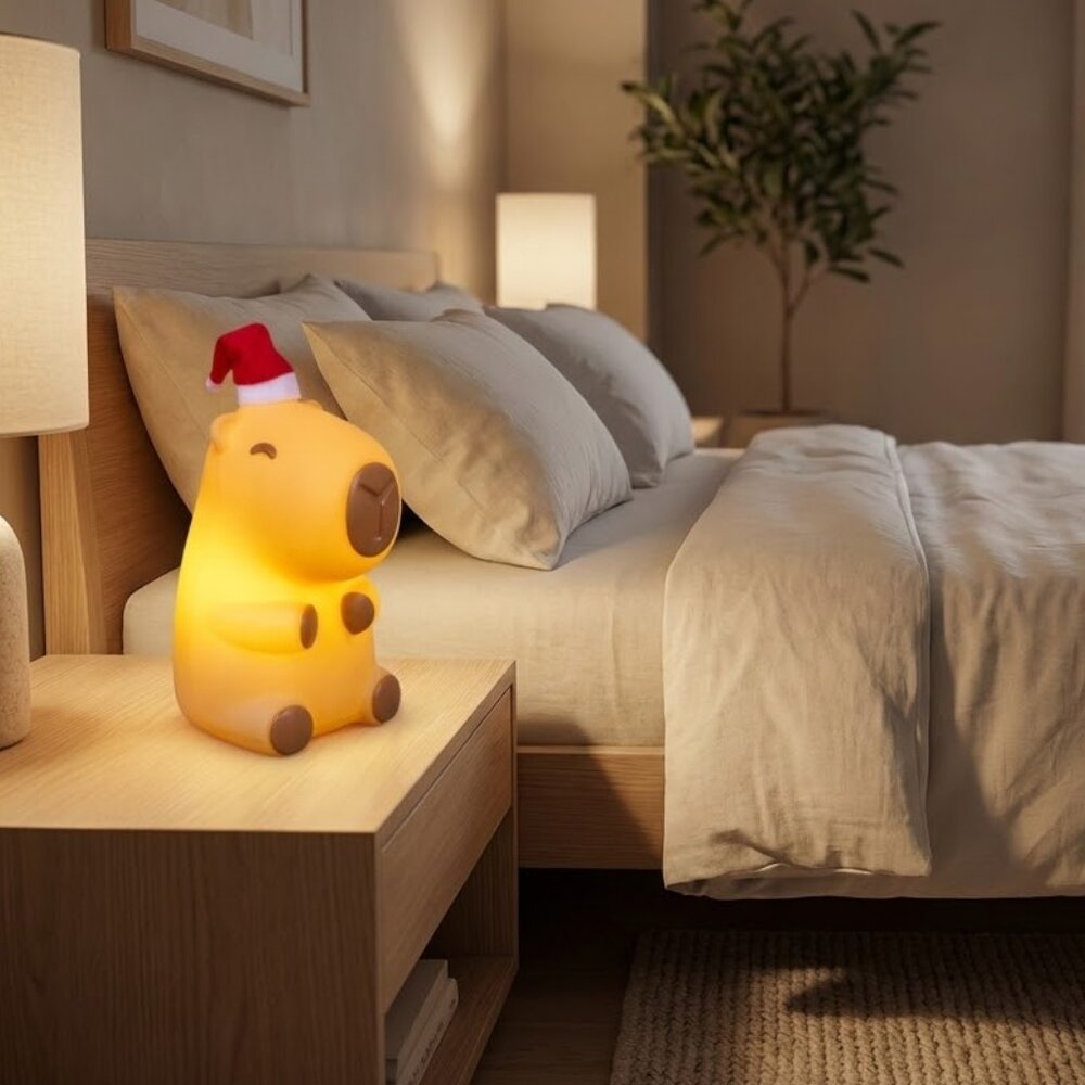 Luminária 3D Capivara Natalina Bivolt Decoração Criativa