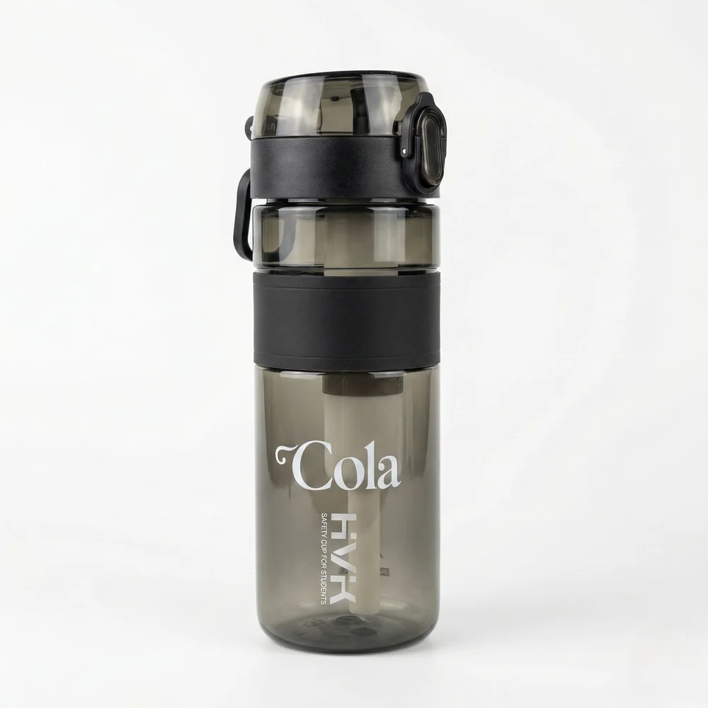 Garrafa 600ml Preta com Filtro de Carvão Ativado até 1200L