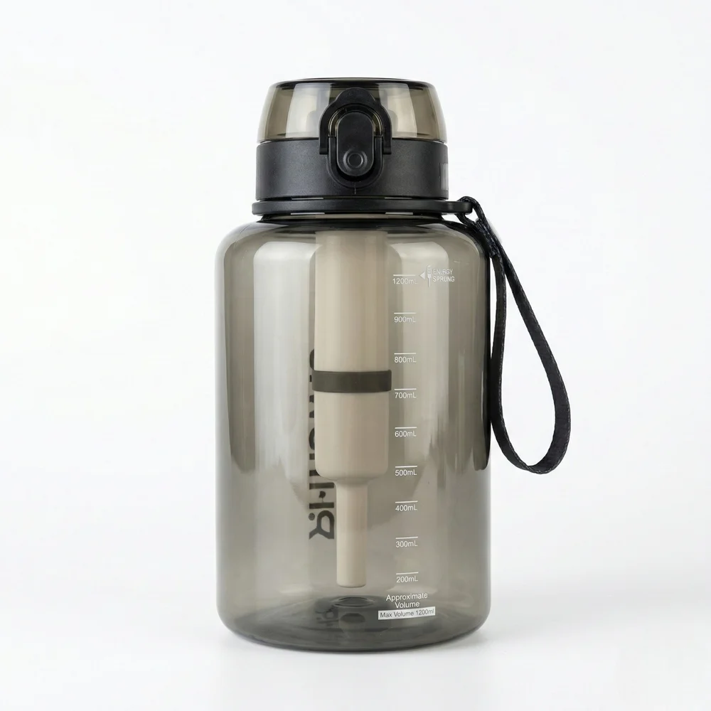 Garrafa 1L Preta com Filtro de Carvão Ativado até 1200L