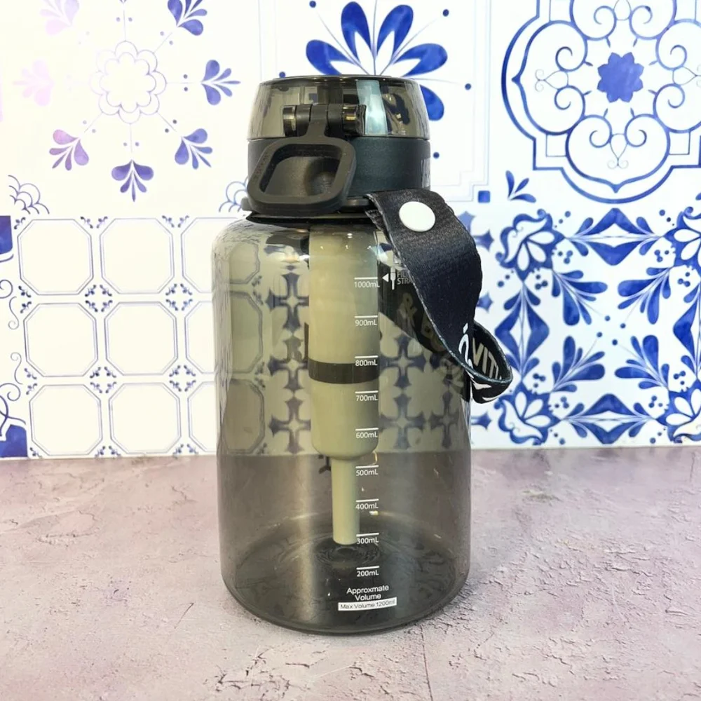 Garrafa 1L Preta com Filtro de Carvão Ativado até 1200L