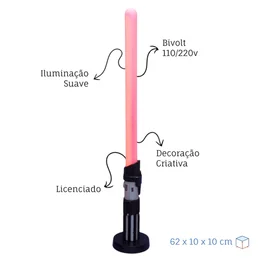 Luminária Sabre Darth Vader Star Wars Oficial Bivolt de Mesa