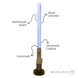 Luminária Sabre Luke Skywalker Star Wars Oficial Bivolt de Mesa