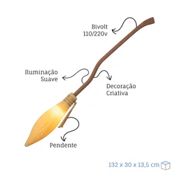 Luminária Pendente Nimbus 2000 Harry Potter Oficial Bivolt
