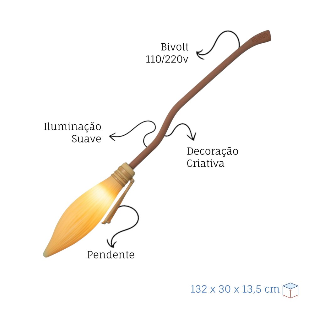 Luminária Pendente Nimbus 2000 Harry Potter Oficial Bivolt
